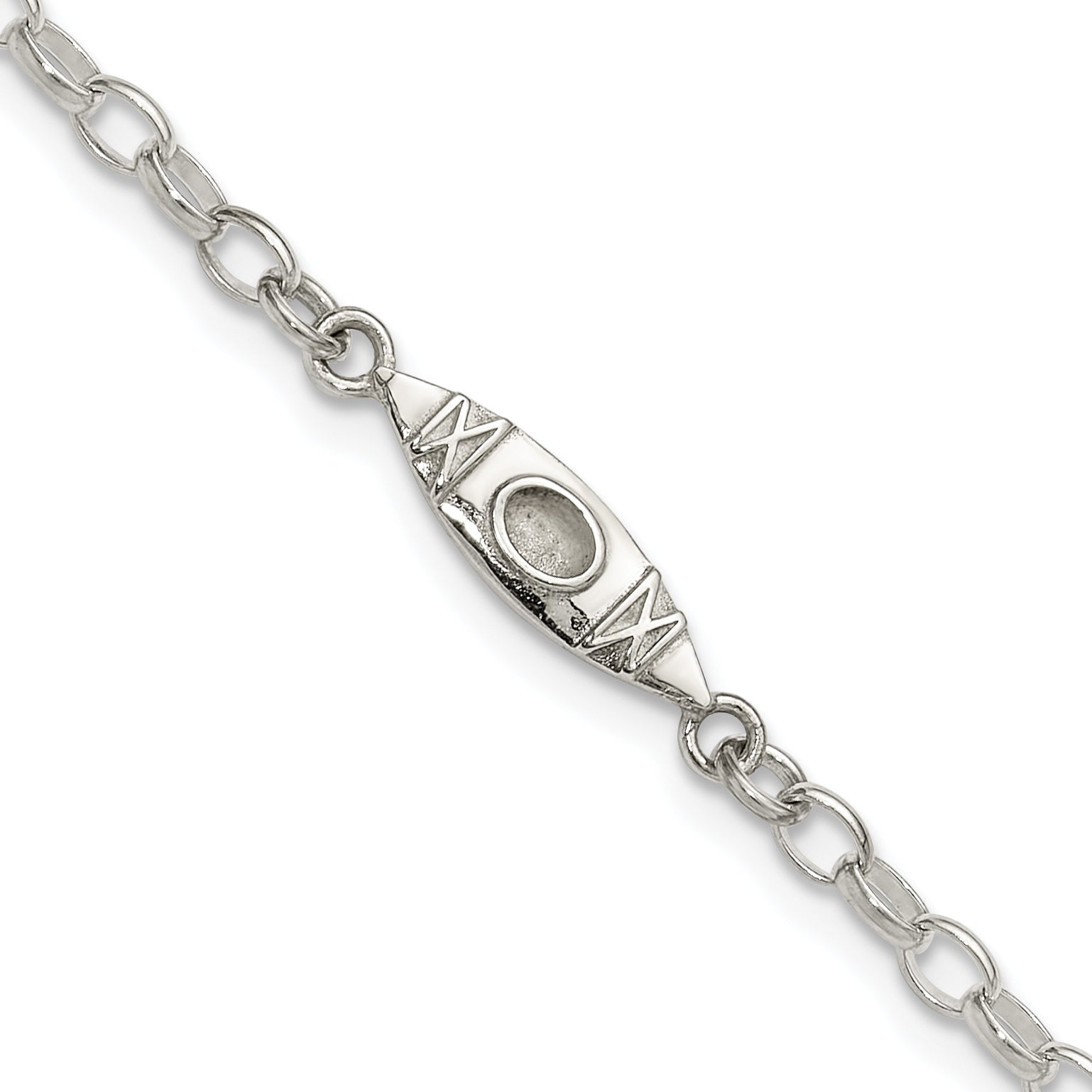 Sterling Silver Antiqued Polished Canoe / Kayak Anklet Main image