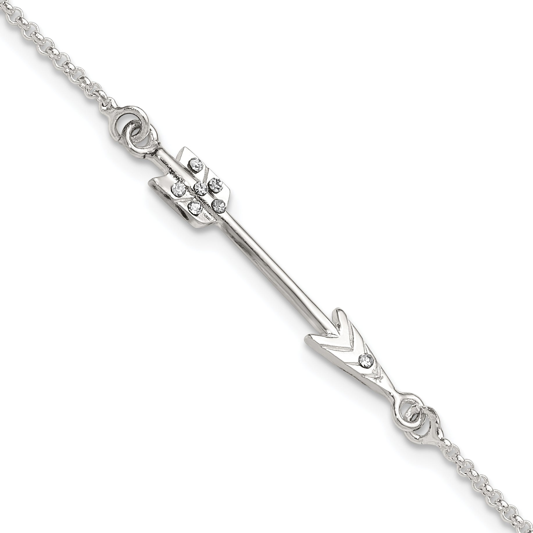 Sterling Silver Polished CZ Arrow Bracelet Main image
