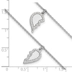 Sterling Silver Rhod-plated CZ Half Heart 7.25in w/1 in ext 2 Bracelet Set