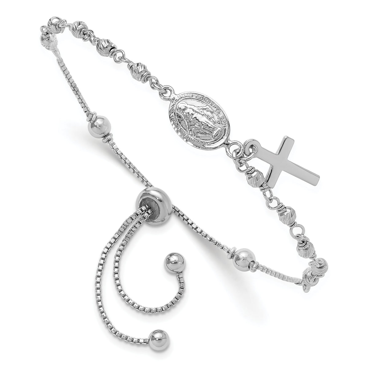 Miraculous Medal Rosary Bolo Bracelet in Sterling Silver, 8.85mm - Sophia Jewelers Main image