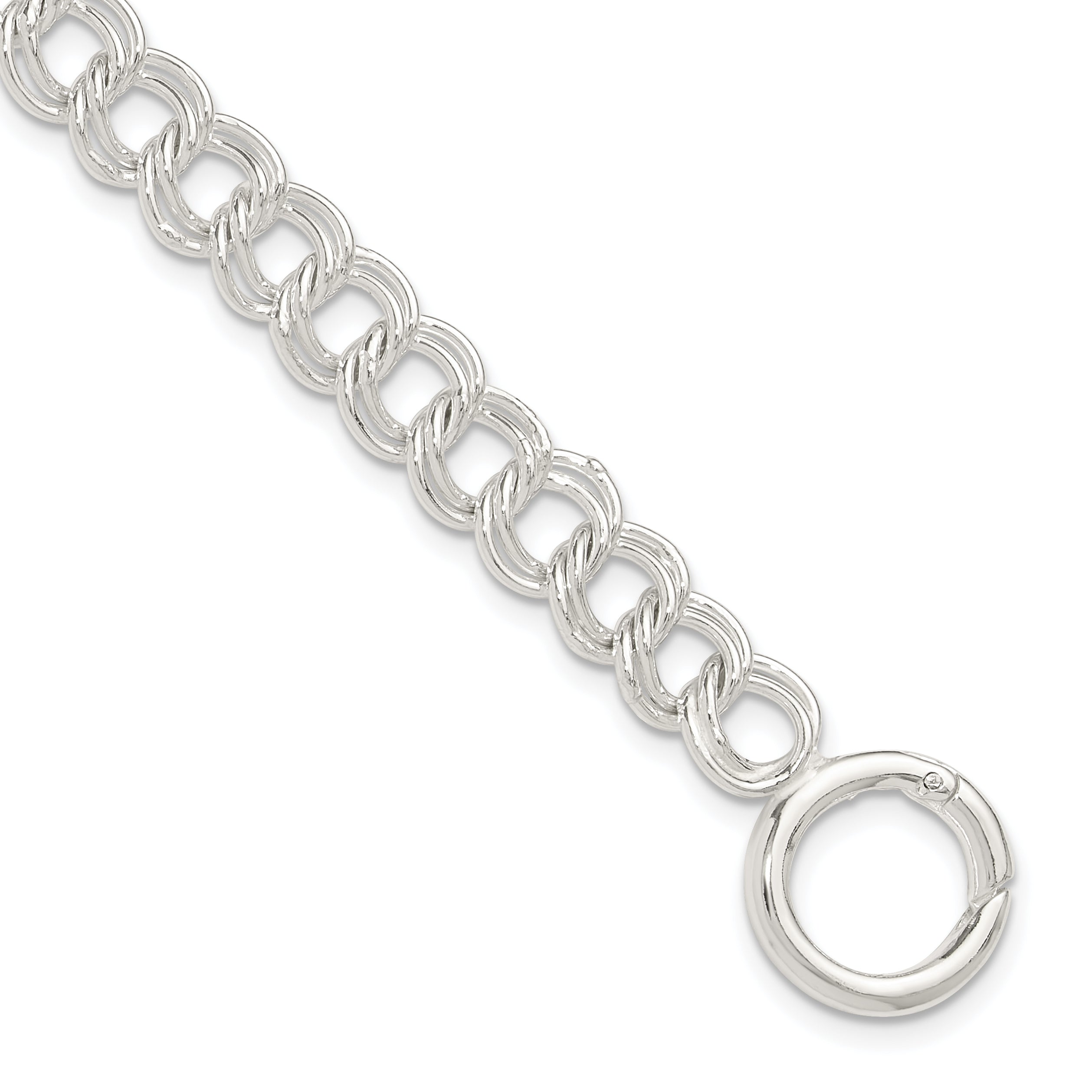 Sterling Silver Polished Double Link 8in Charm Bracelet