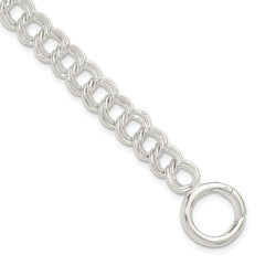 Sterling Silver Polished Double Link 8in Charm Bracelet