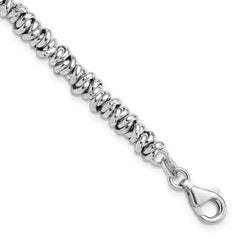 Sterling Silver Rhodium-Rhodium-Plated 7in w/1in Ext Bracelet