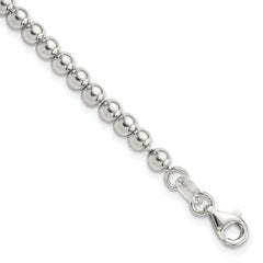 Sterling Silver Rhodium-Rhodium-Plated 4mm Beaded 7.5in Bracelet