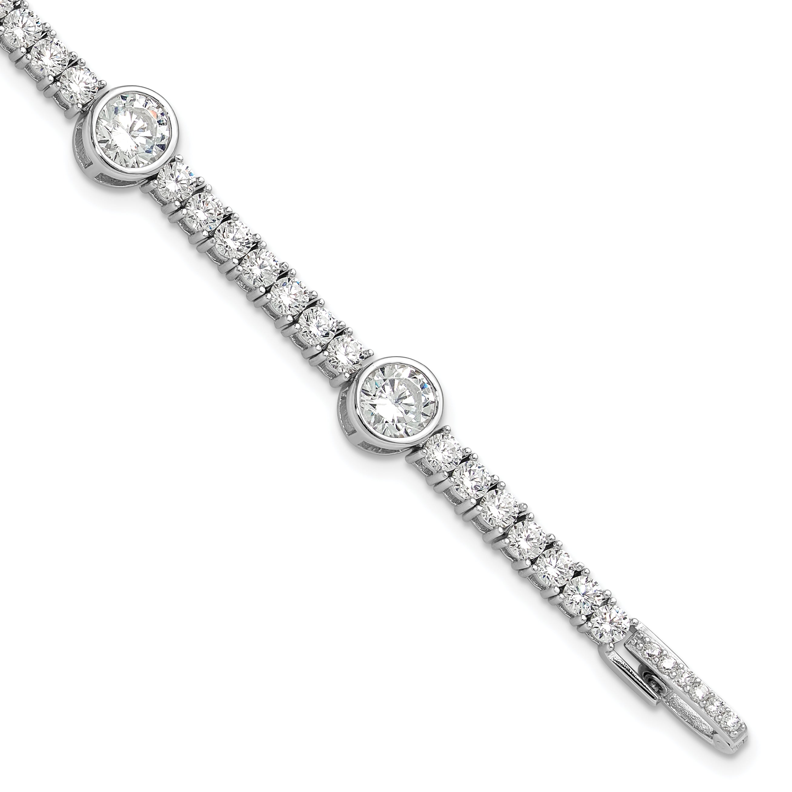 Sterling Silver Rhodium-Rhodium-Plated CZ 7in Tennis Bracelet