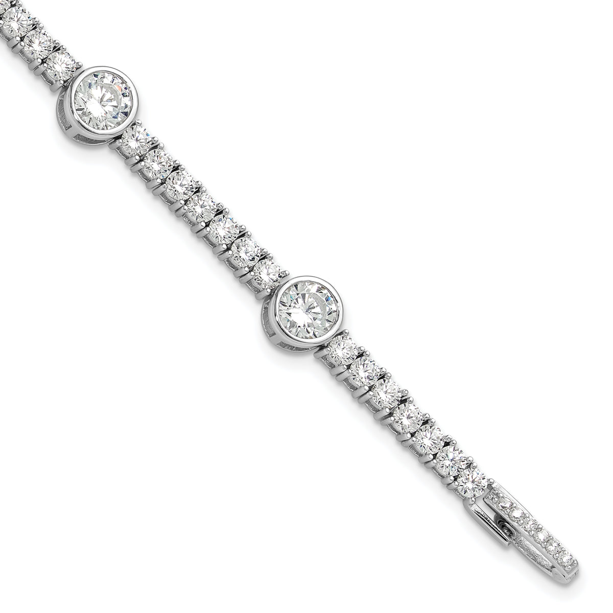 Sterling Silver Rhodium-Rhodium-Plated CZ 7in Tennis Bracelet