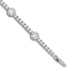 Sterling Silver Rhodium-Rhodium-Plated CZ 7in Tennis Bracelet