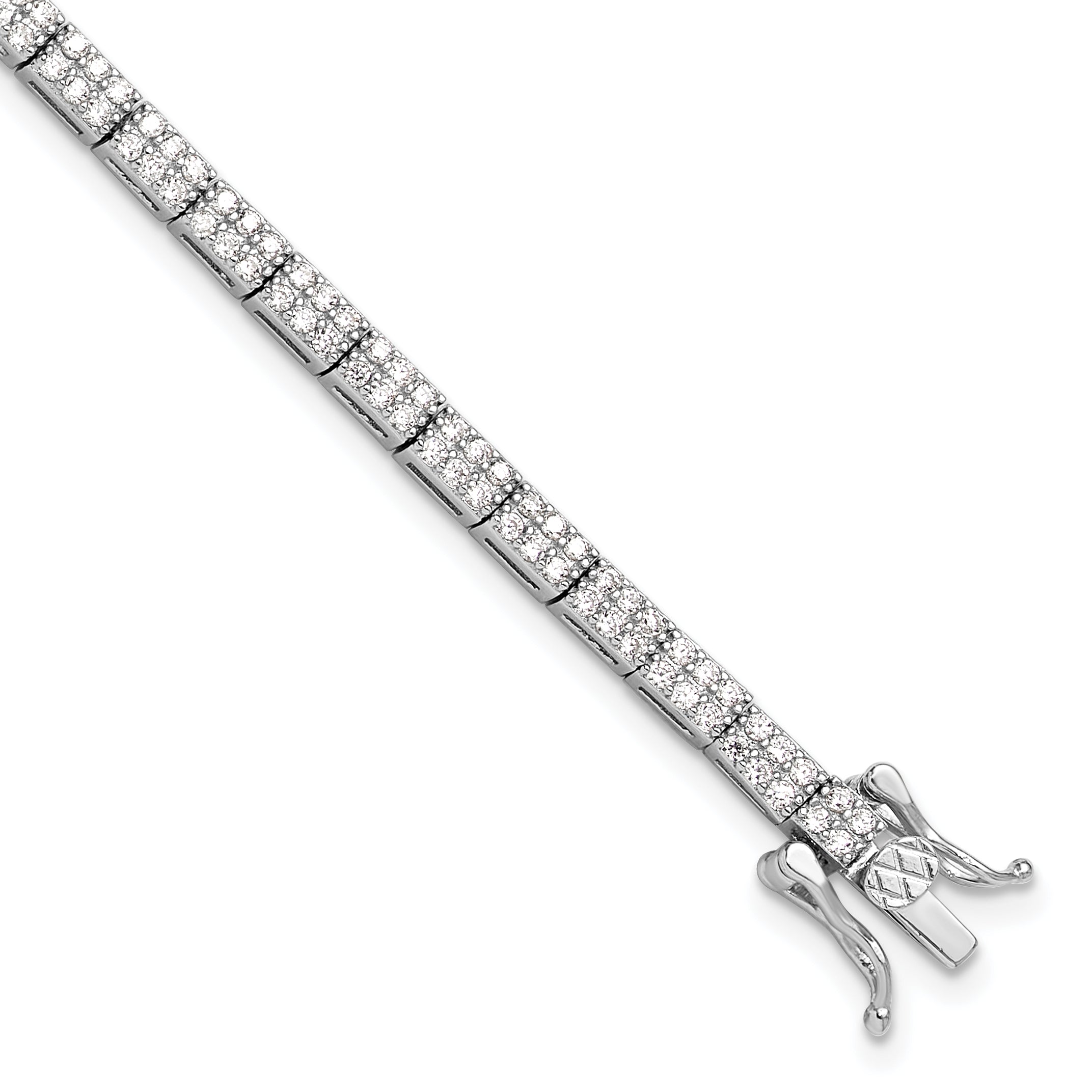Sterling Silver Rhodium-Rhodium-Plated Micro Pave CZ 7.5in Bracelet