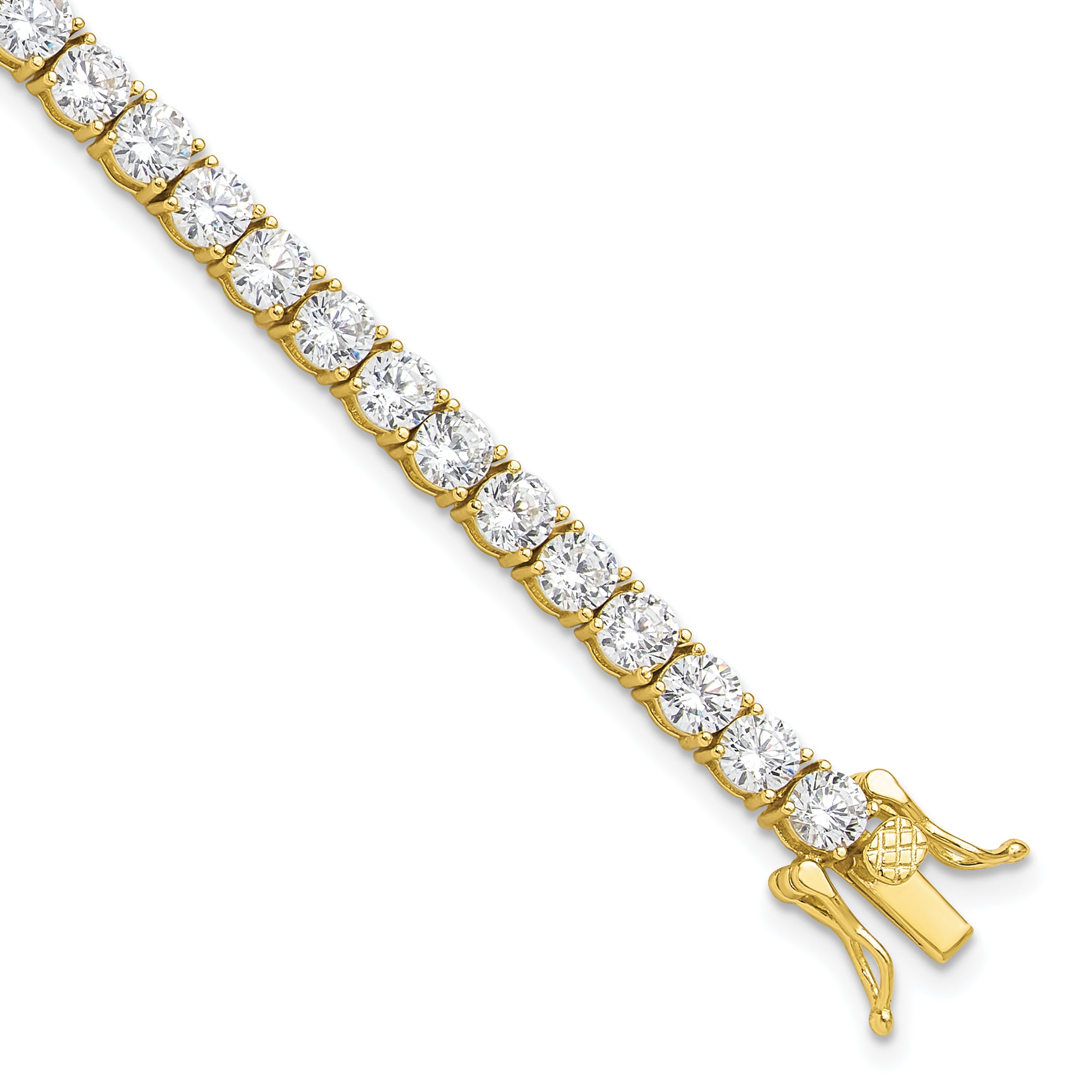 Sterling Silver Gold-tone 4mm CZ 7.5in Tennis Bracelet Main image