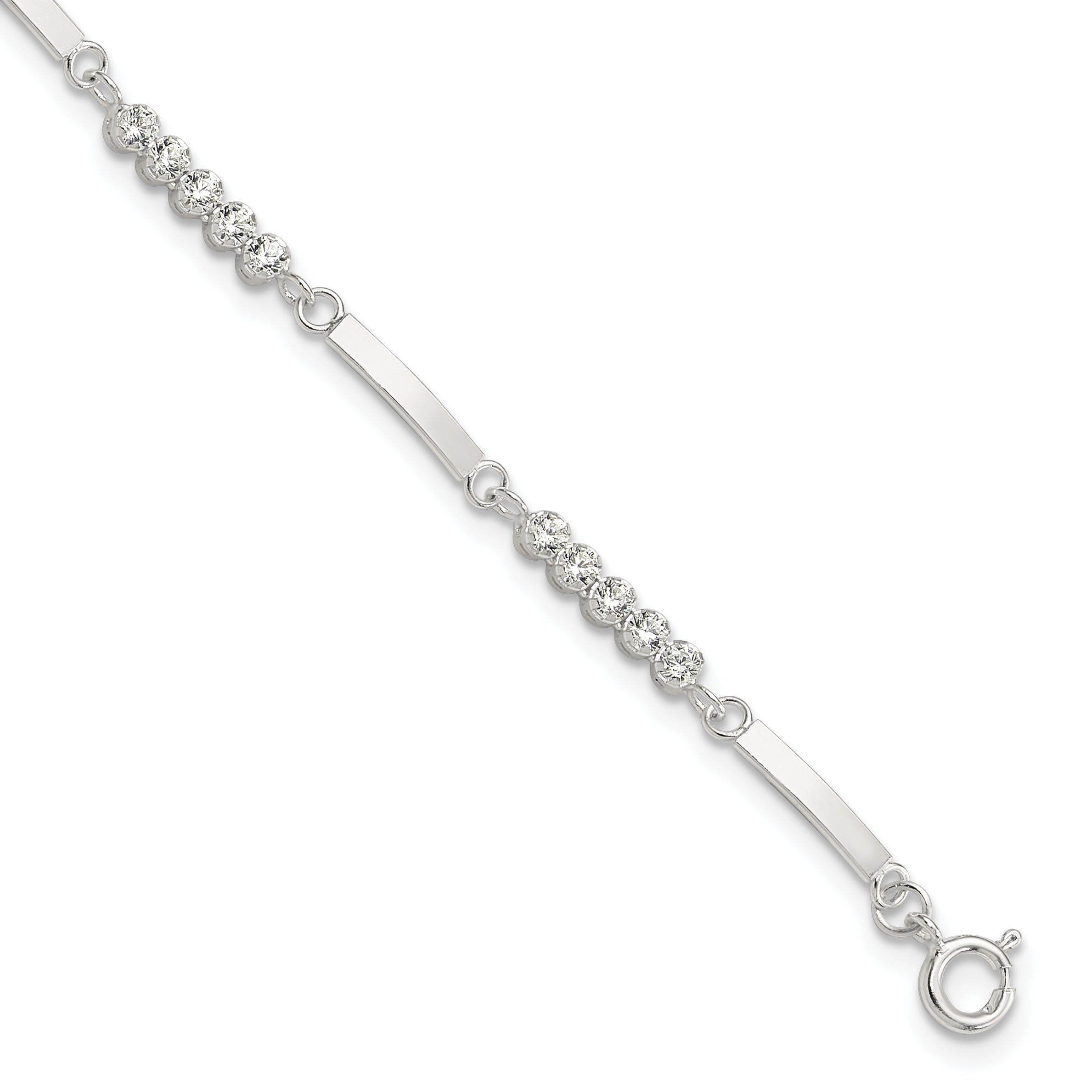 Sterling Silver Rhodium-Rhodium-Plated CZ 7.25in w/1in ext. Bracelet Main image