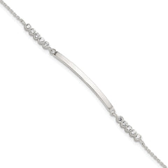 Sterling Silver Rhodium-Rhodium-Plated CZ 7in w/1in ext. ID Bracelet