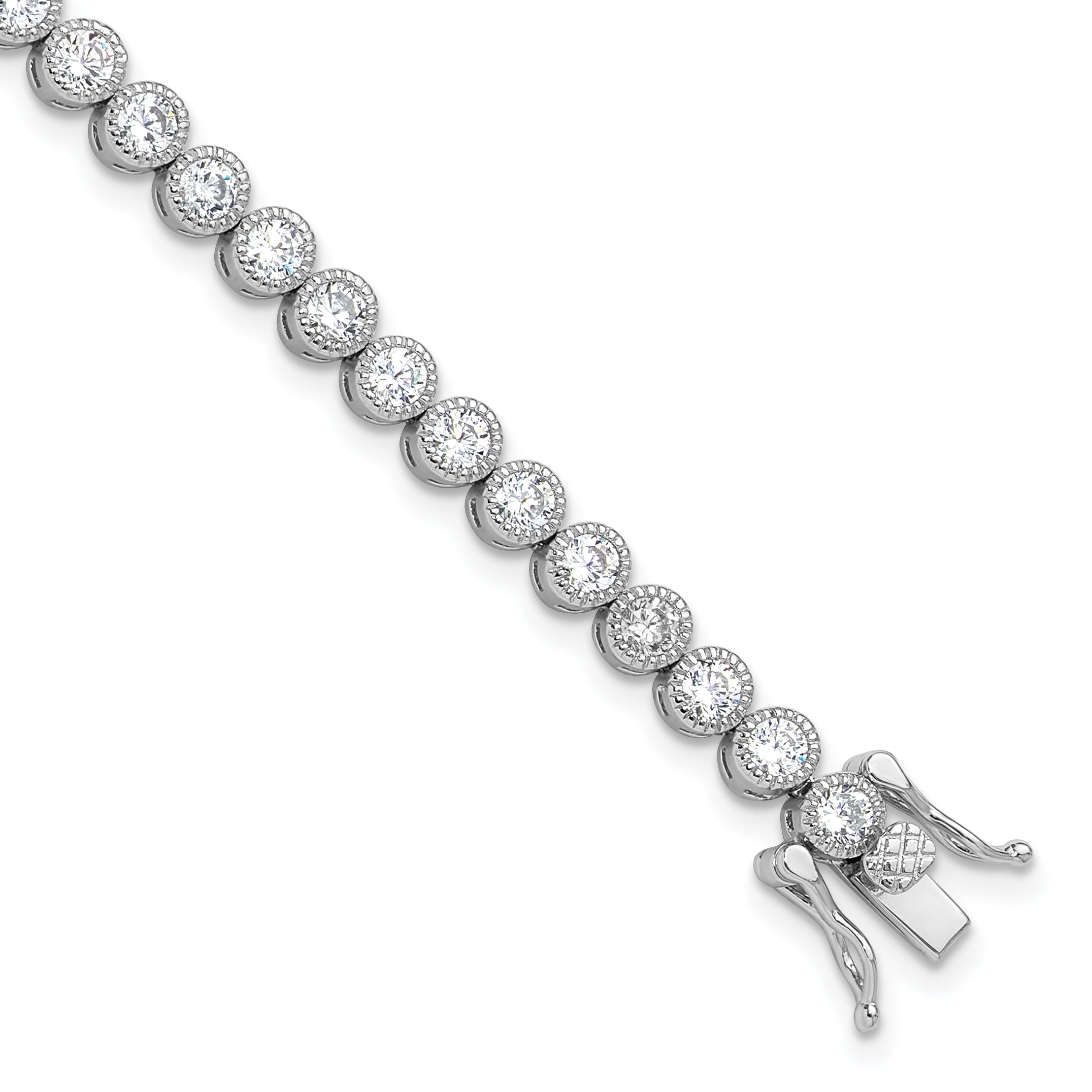 Sterling Silver Rhodium-Rhodium-Plated 3.5 mm Round CZ 7.5in Tennis Bracelet