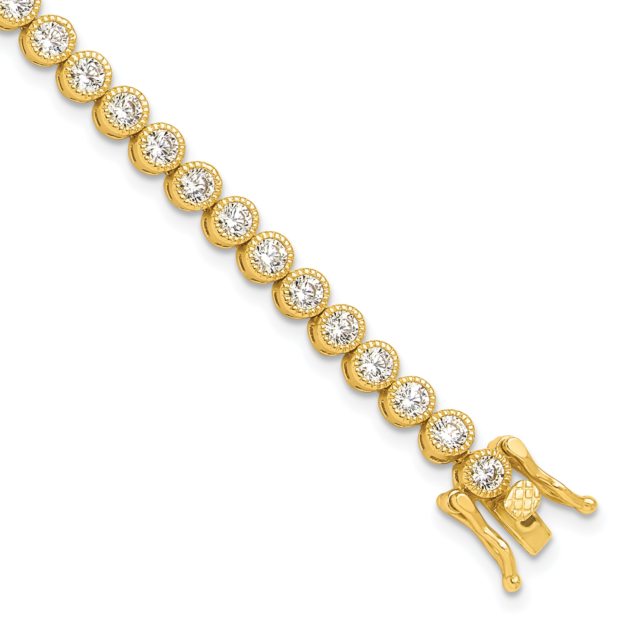 Sterling Silver Gold-tone 4mm Round CZ 7.5in Tennis Bracelet Main image