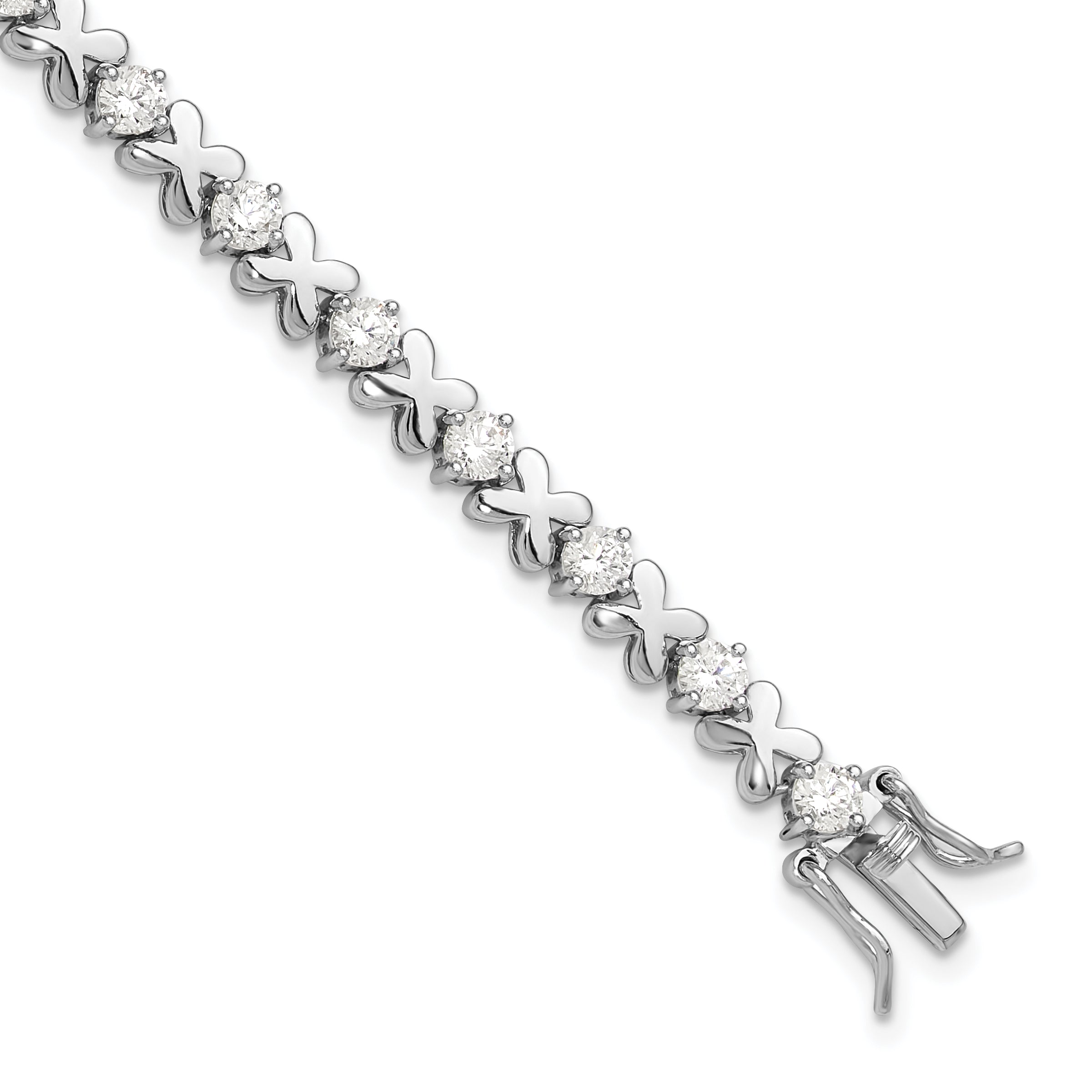 Sterling Silver Rhodium-Rhodium-Plated Polished Fancy X's CZ Tennis Bracelet Main image