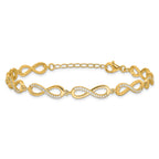 Cubic Zirconia Infinity Link Bracelet in Gold-Plated Sterling Silver - Sophia Jewelers