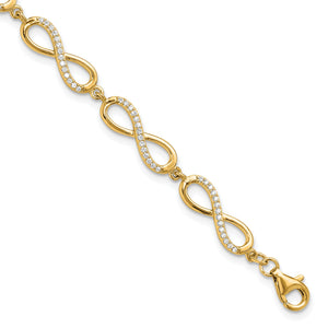 Cubic Zirconia Infinity Link Bracelet in Gold-Plated Sterling Silver - Sophia Jewelers