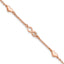Sterling Silver Rose Gold-plated Heart CZ Infinity w/.5in ext. Bracelet
