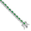 Sterling Silver Rhodium-Rhodium-Plated with Green and White CZ 7.5in Bracelet