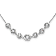 Pure Fire Sterling Silver Rhodium-Platedod-plated Fancy CZ 17.75in With 2 Inch Extention Necklace