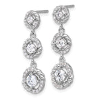 Pure Fire Sterling Silver Rhod-plated CZ Dangle Post Earrings