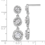 Pure Fire Sterling Silver Rhod-plated CZ Dangle Post Earrings