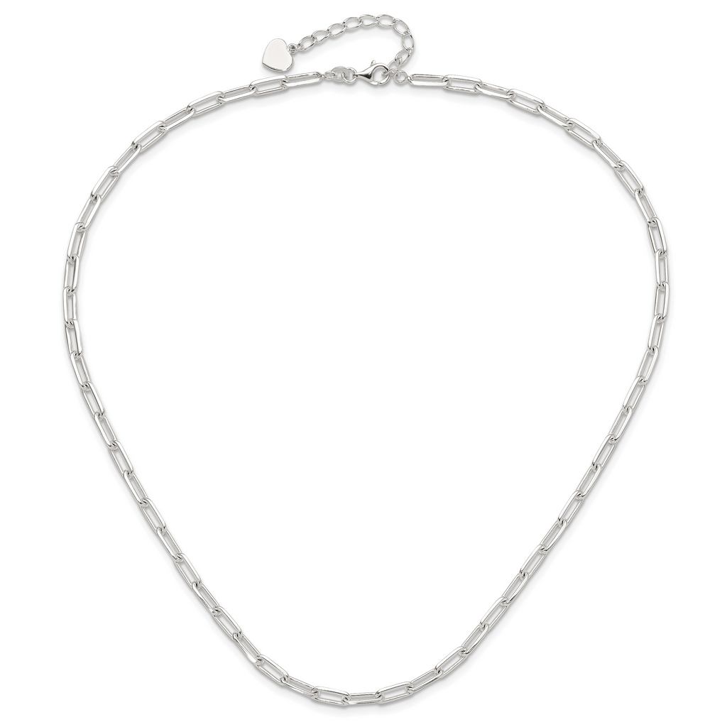 Sterling Silver 4.2mm Paperclip Link w/ ext Necklace
