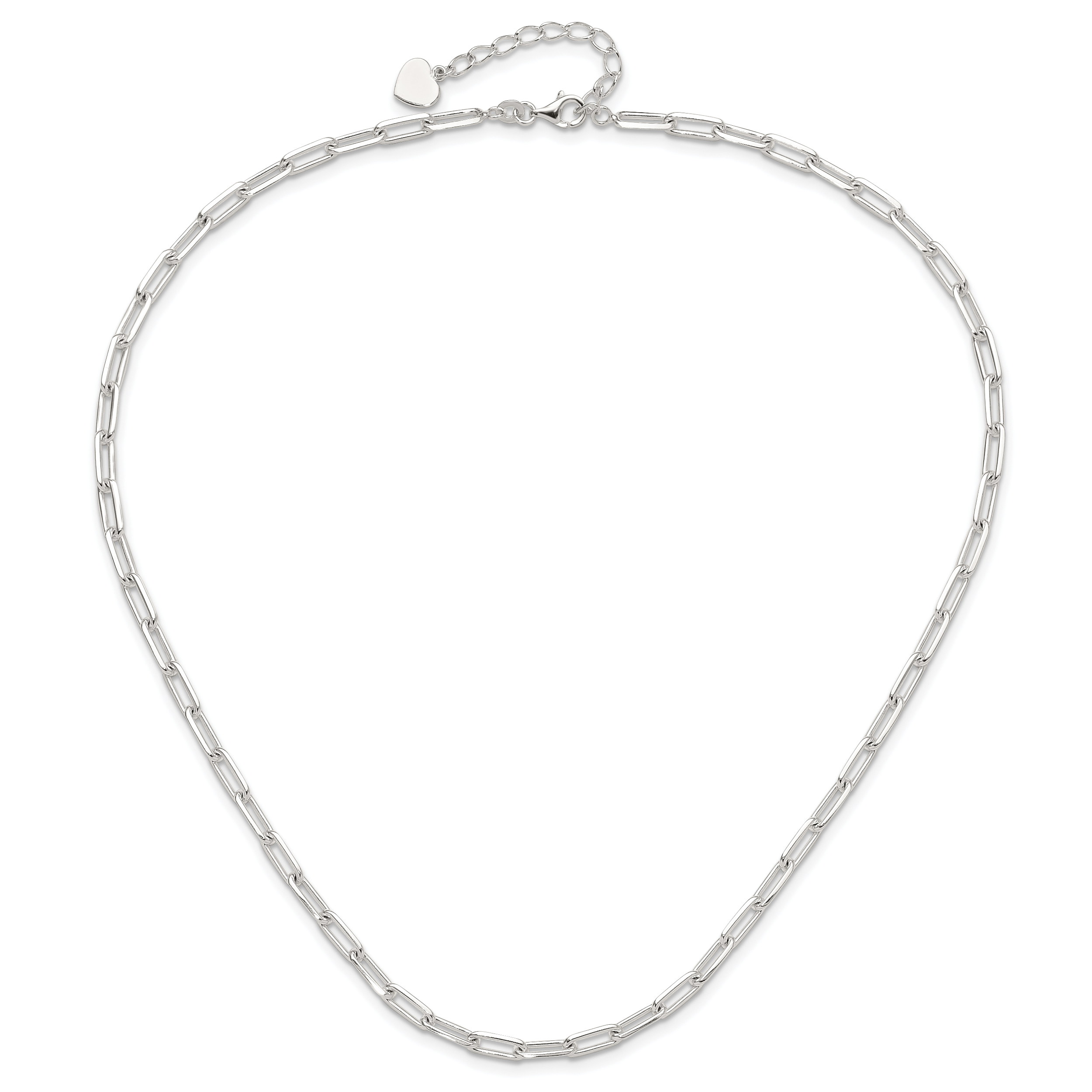 Sterling Silver 4.2mm Paperclip Link w/ ext Necklace