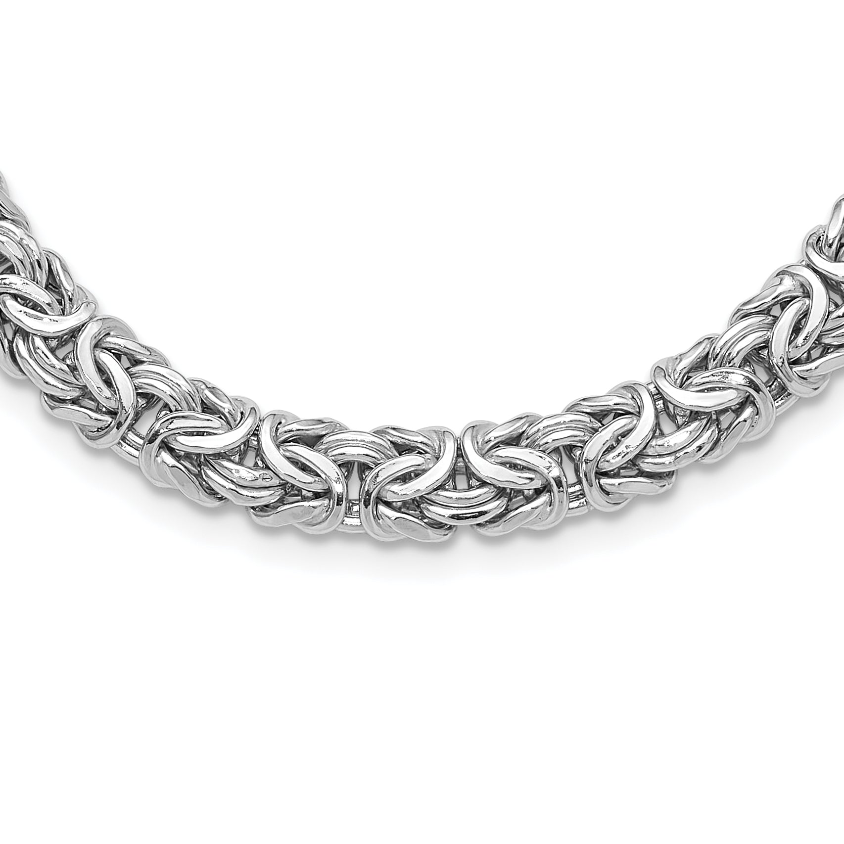 Sterling Silver Rhodium-Rhodium-Plated 8.25mm Byzantine Link 17in Necklace Main image