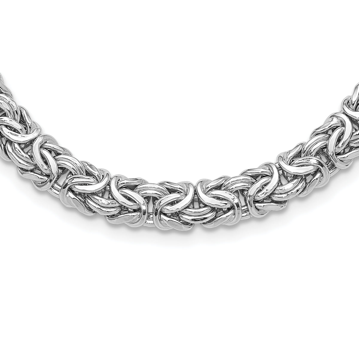 Sterling Silver Rhodium-Rhodium-Plated 8.25mm Byzantine Link 17in Necklace