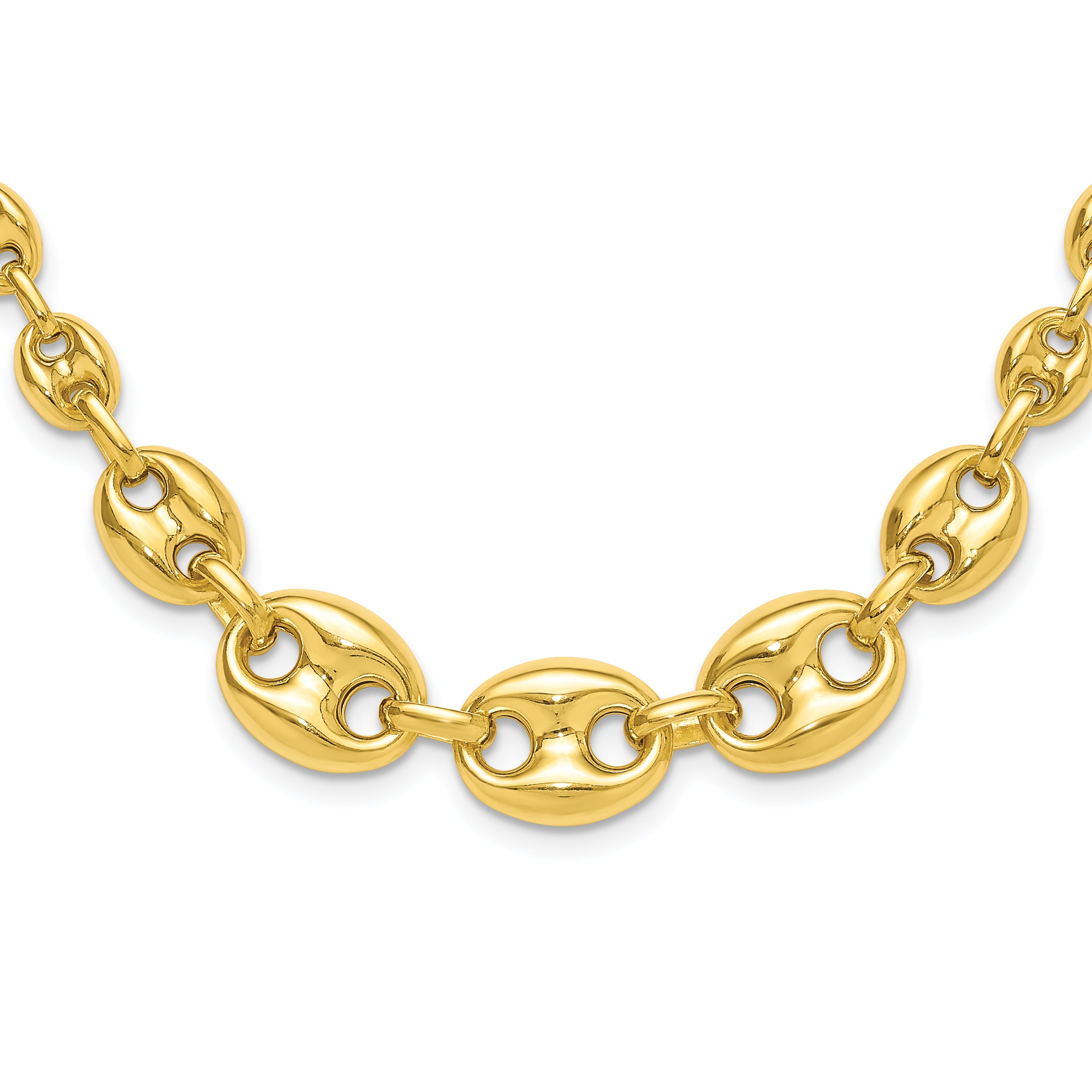 Sterling Silver Gold-tone Hollow Graduated Marina Link 17in Necklace Main image
