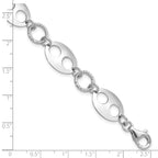 Sterling Silver Rhodium-plated D/C Link  w/1 in ext. Bracelet