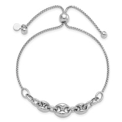 Sterling Silver Rhodium-plated Fancy Adjustable Bracelet