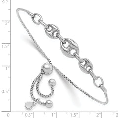 Sterling Silver Rhodium-plated Fancy Adjustable Bracelet