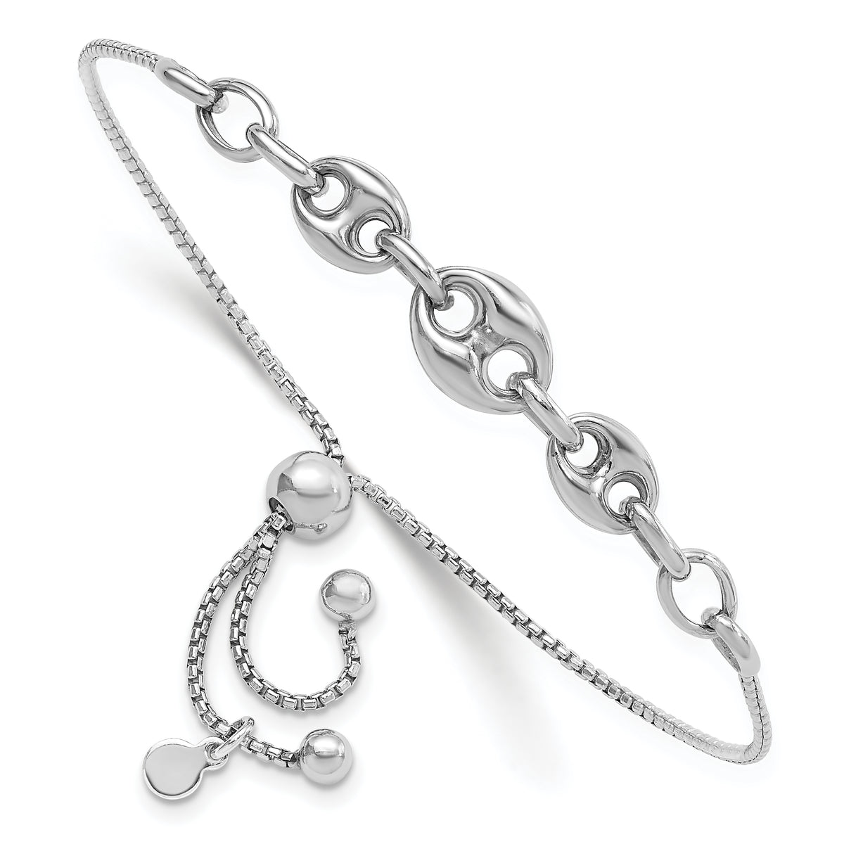 Sterling Silver Rhodium-plated Fancy Adjustable Bracelet