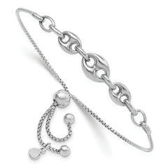 Sterling Silver Rhodium-plated Fancy Adjustable Bracelet