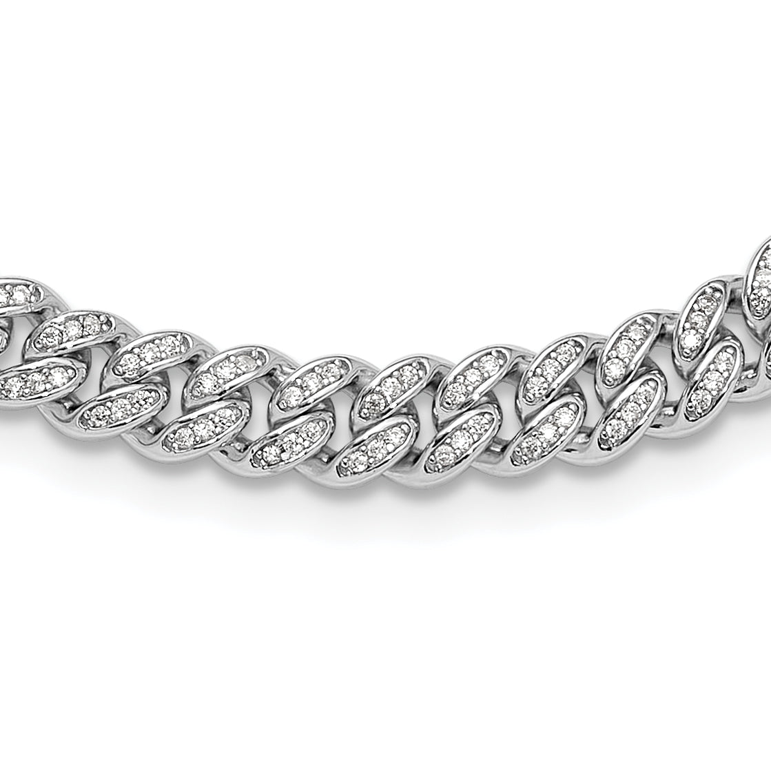 Sterling SilverRhodium-Rhodium-Plated Micro Pave CZ 6mm Curb Link 18in Necklace