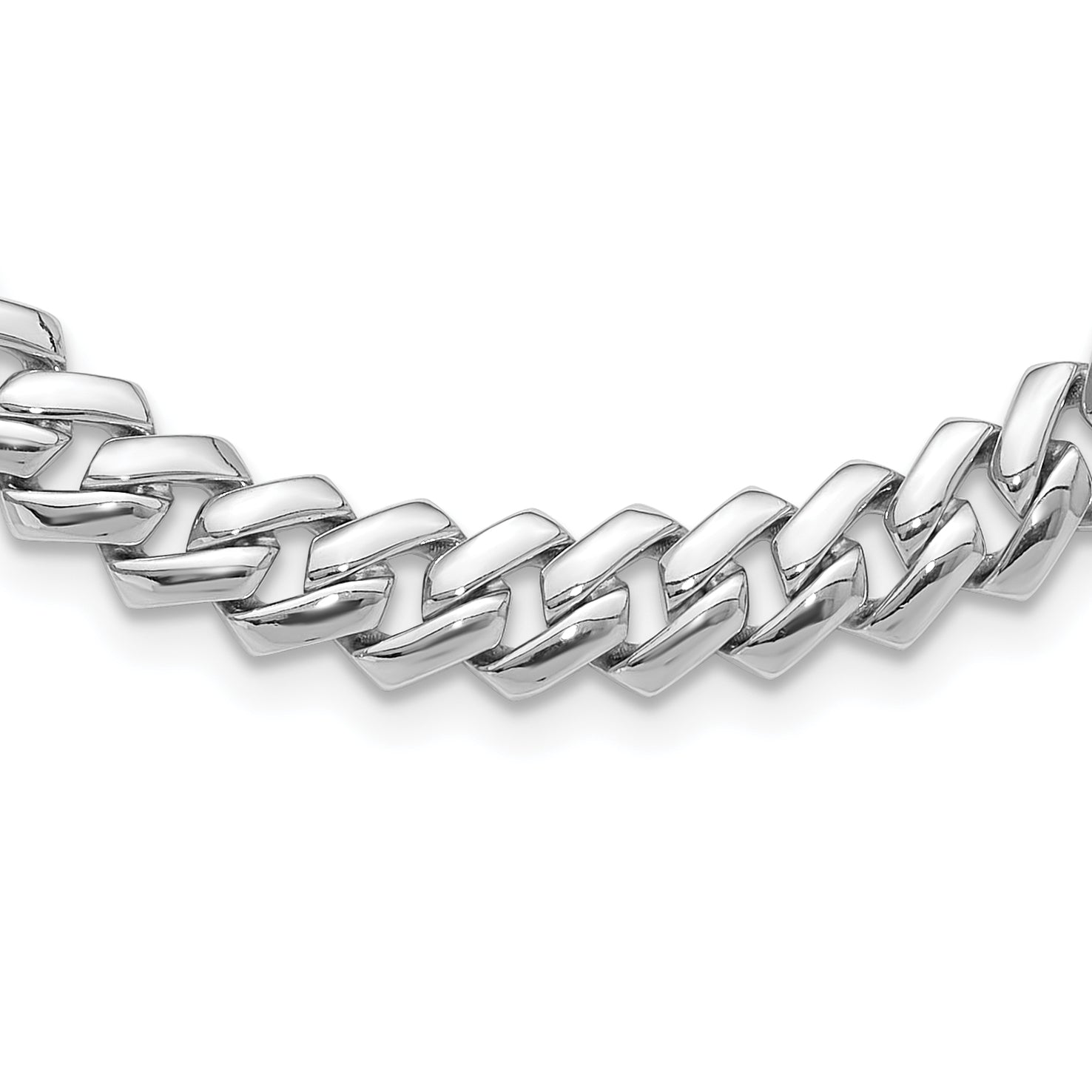 Sterling Silver Rhodium-Rhodium-Plated 9mm Monaco Link CZ Clasp 20in Necklace