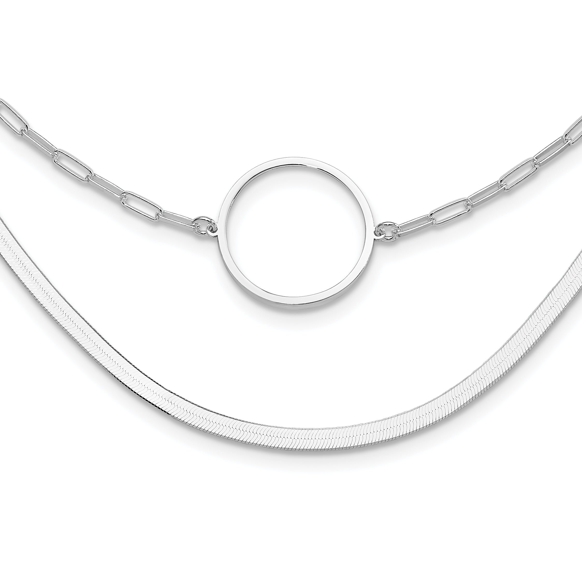 Sterling Silver Rhodium-Rhodium-Plated 2 Strand 16in With 2 Inch Extention Necklace