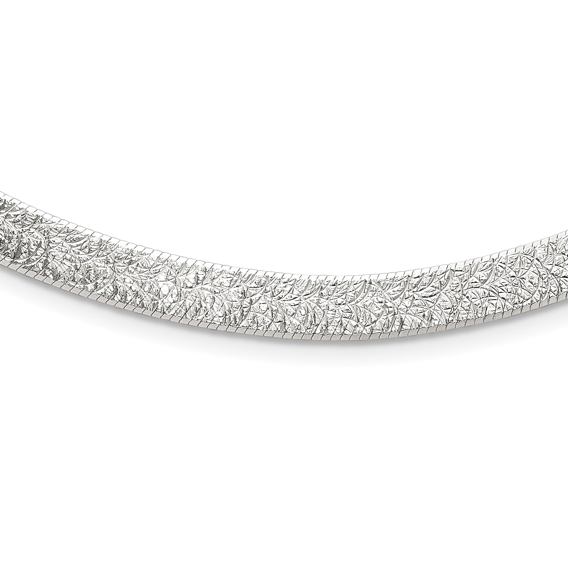 Sterling Silver Polished and Textured 8mm Flat Herringbone 18in Necklace Main image