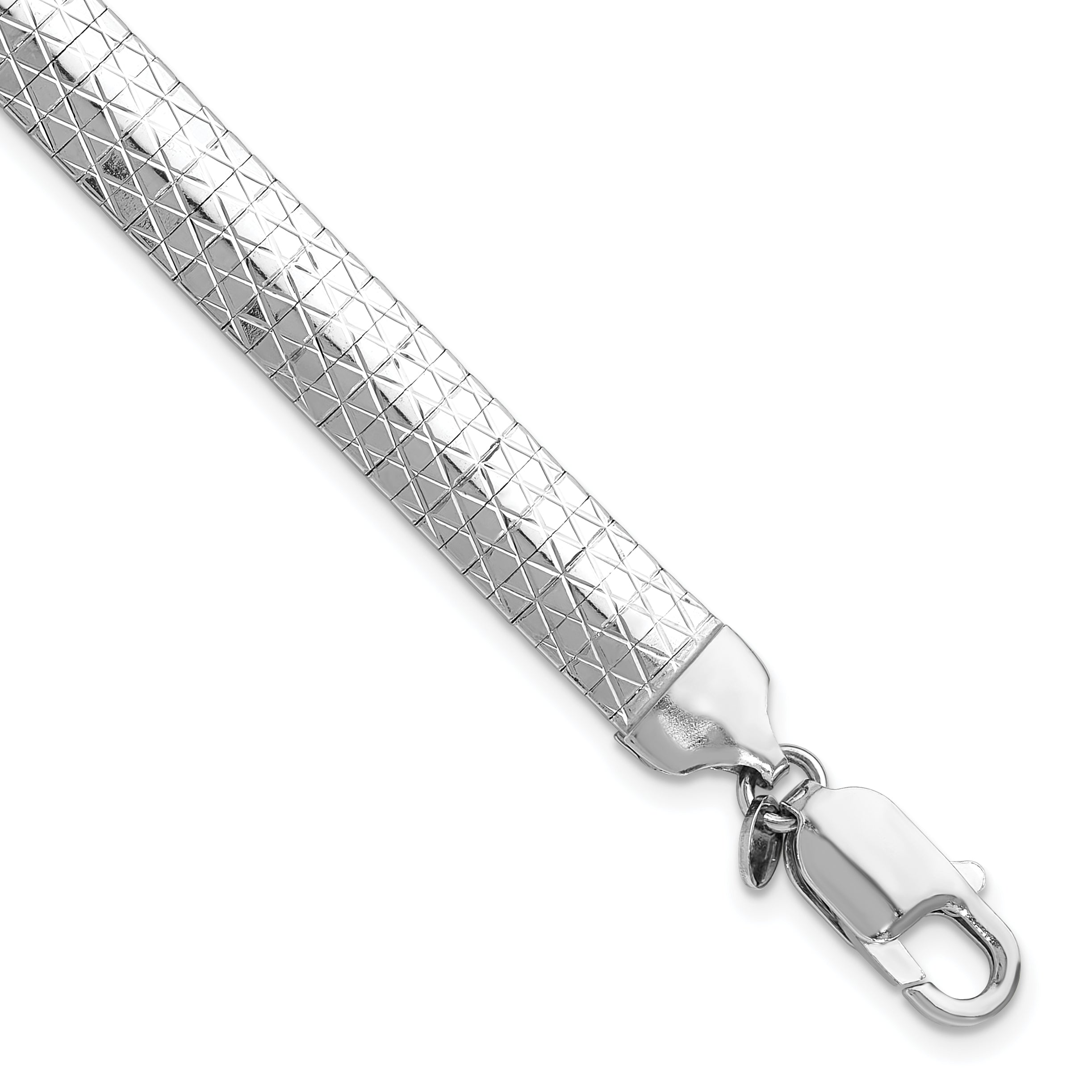 Sterling SilverRhodium-Rhodium-Plated Polished and Textured 7.5in Cleopatra Bracelet