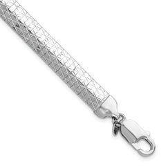 Sterling SilverRhodium-Rhodium-Plated Polished and Textured 7.5in Cleopatra Bracelet