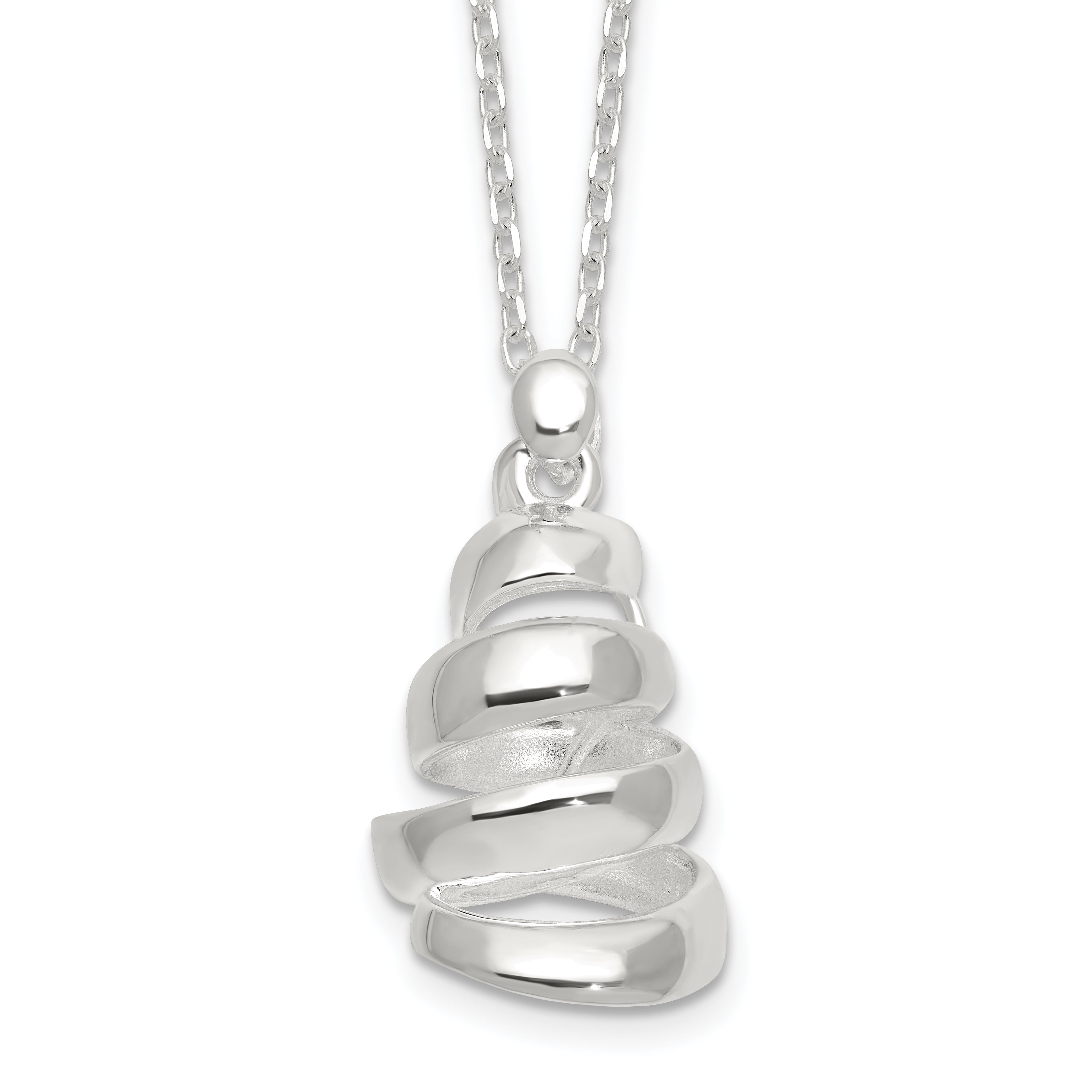 Sterling Silver Polished Silver-plated Swirl Necklace