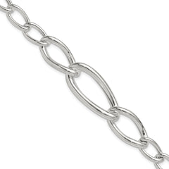 Sterling Silver Polished and Hollow Fancy Link w/.25 in ext Bracelet
