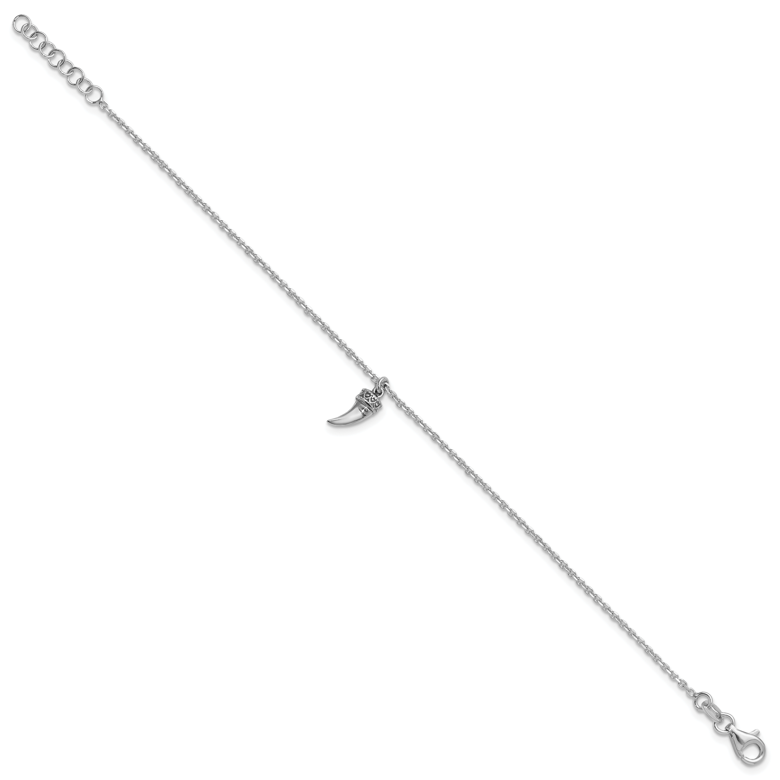 Sterling Silver Rhodium-plated 3D Horn w/1 in ext. Bracelet Secondary image