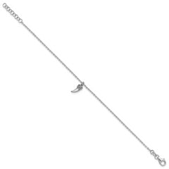 Sterling Silver Rhodium-plated 3D Horn w/1 in ext. Bracelet