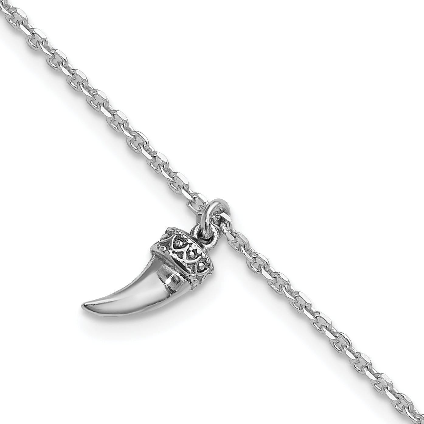 Sterling Silver Rhodium-plated 3D Horn w/1 in ext. Bracelet Main image