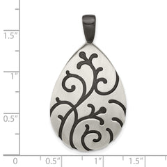 Sterling Silver Oxidize Burnished Swirl Pear Shape Pendant