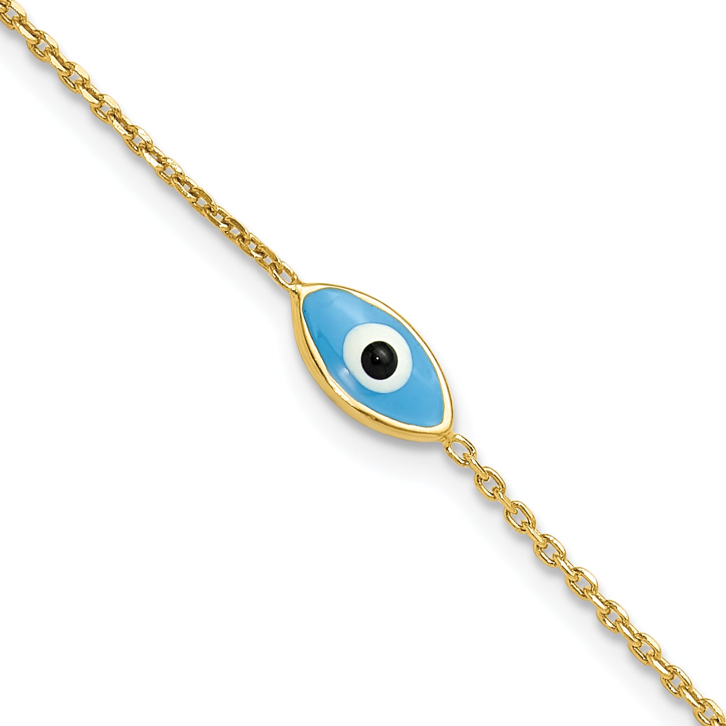 Sterling Silver Gold-plated Enamel Evil Eye w/.5 in ext. Bracelet Main image