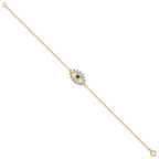 Sterling Silver Gold-tone Glass and Glass Crystal Evil Eye Bracelet