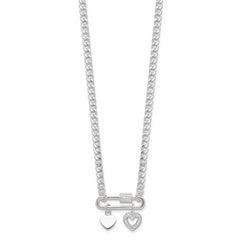 Sterling Silver RH-plated CZ Heart Moveable 16.25in w/2in ext Necklace